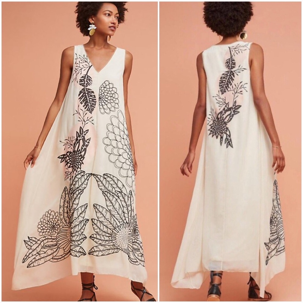 GEISHA DESIGNS Embroidered Appliquéd Sheena Maxi Dress